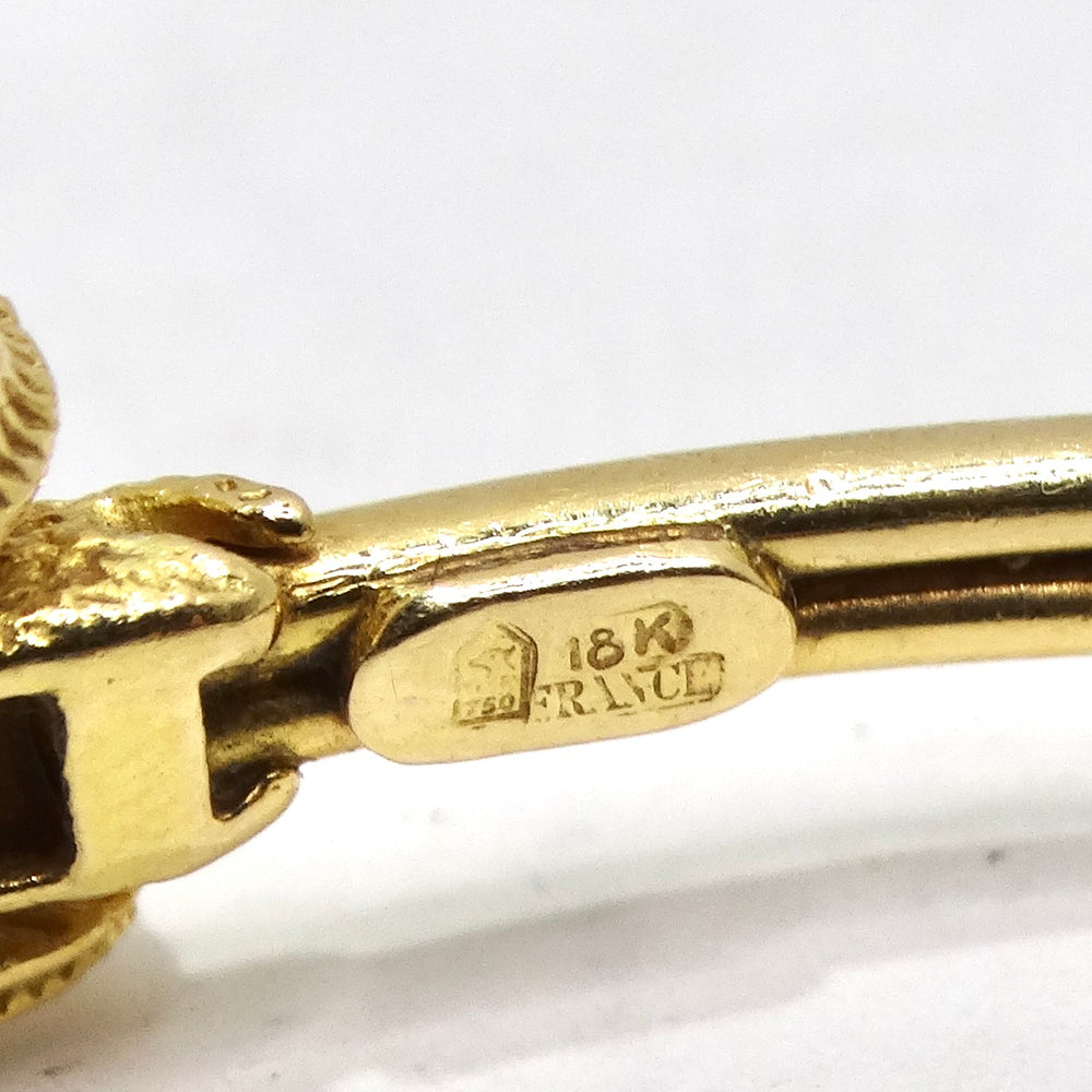 18K Solid Gold 1960s Ram Head Cuff Bracelet