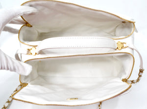 Chanel White Quilted Aged Calfskin Double-Sided Bowling Bag