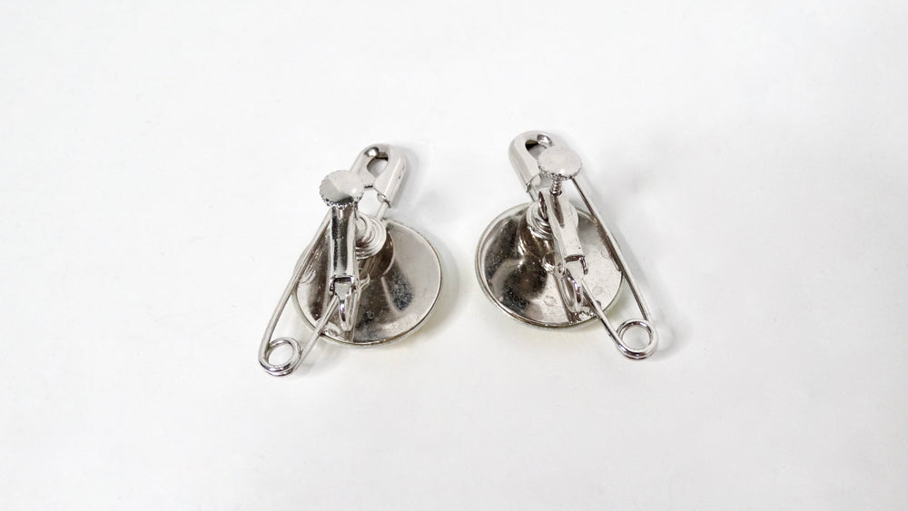 John Galliano for Christian Dior Y2K Logo Safety Pin Clip-On Earrings