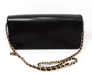 Chanel Black Grained Calfskin Leather Maxi Clutch Shoulder Bag 2024