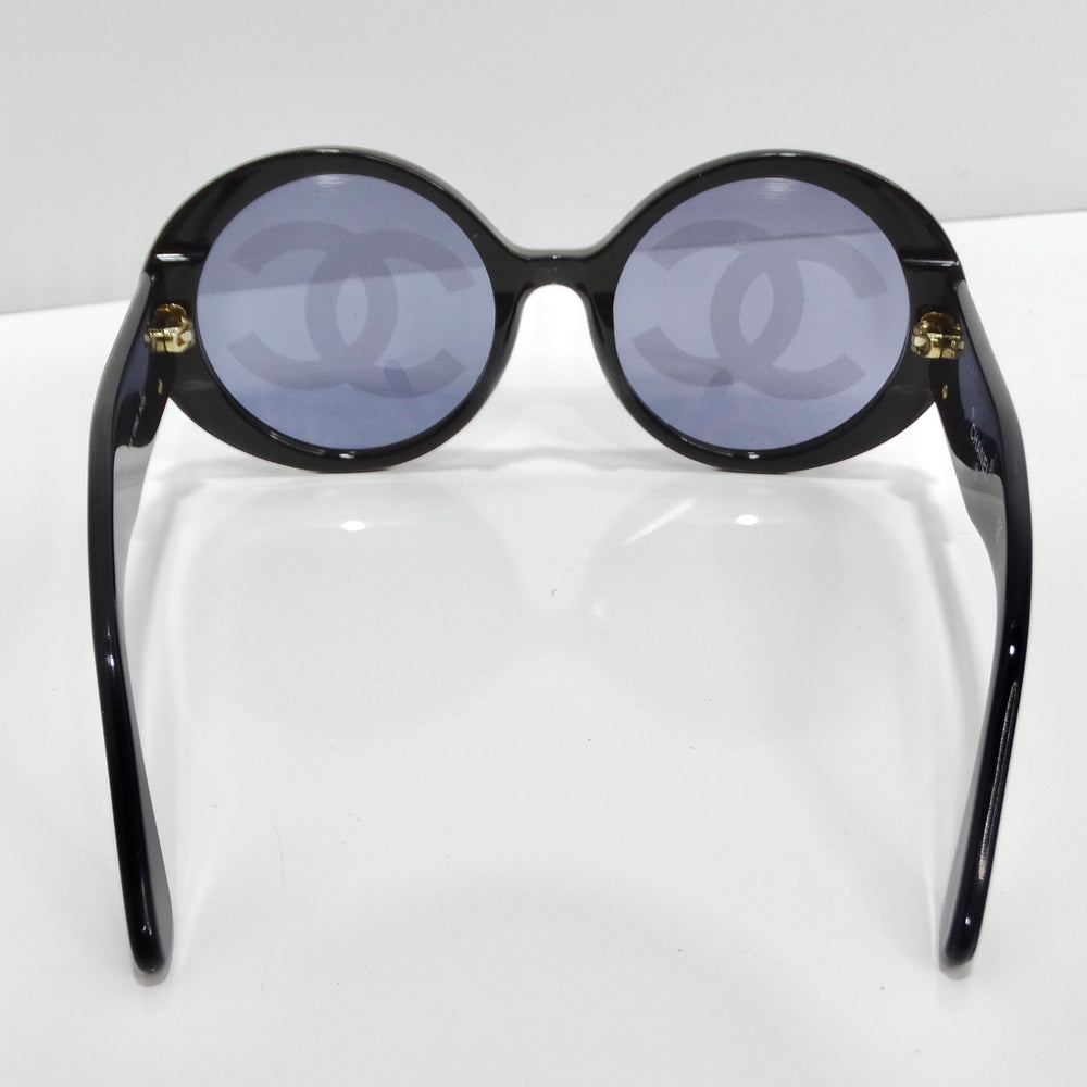 Chanel 1993 Black CC Logo Round Lens Sunglasses