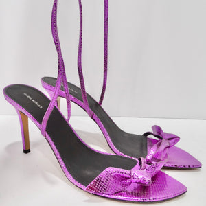 Isabel Marant Purple Leather Snakeskin Effect Heel Sandal