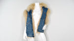 1990s Denim Blue Mongolian Lamb Fur Lined Vest