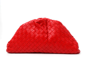 Bottega Veneta Red Nappa Maxi Intrecciato The Pouch Clutch