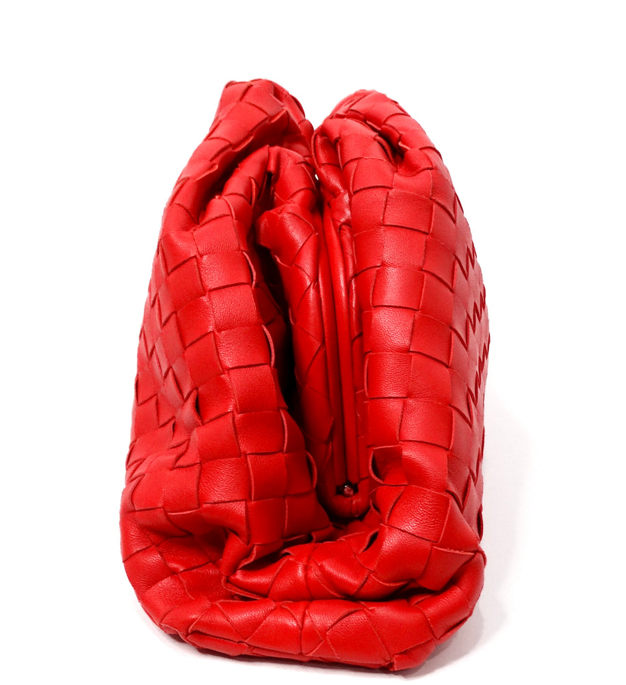 Bottega Veneta Red Nappa Maxi Intrecciato The Pouch Clutch