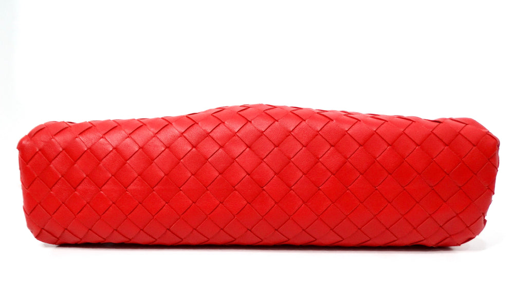 Bottega Veneta Red Nappa Maxi Intrecciato The Pouch Clutch