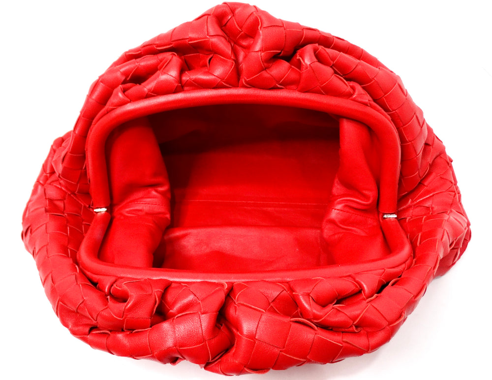 Bottega Veneta Red Nappa Maxi Intrecciato The Pouch Clutch