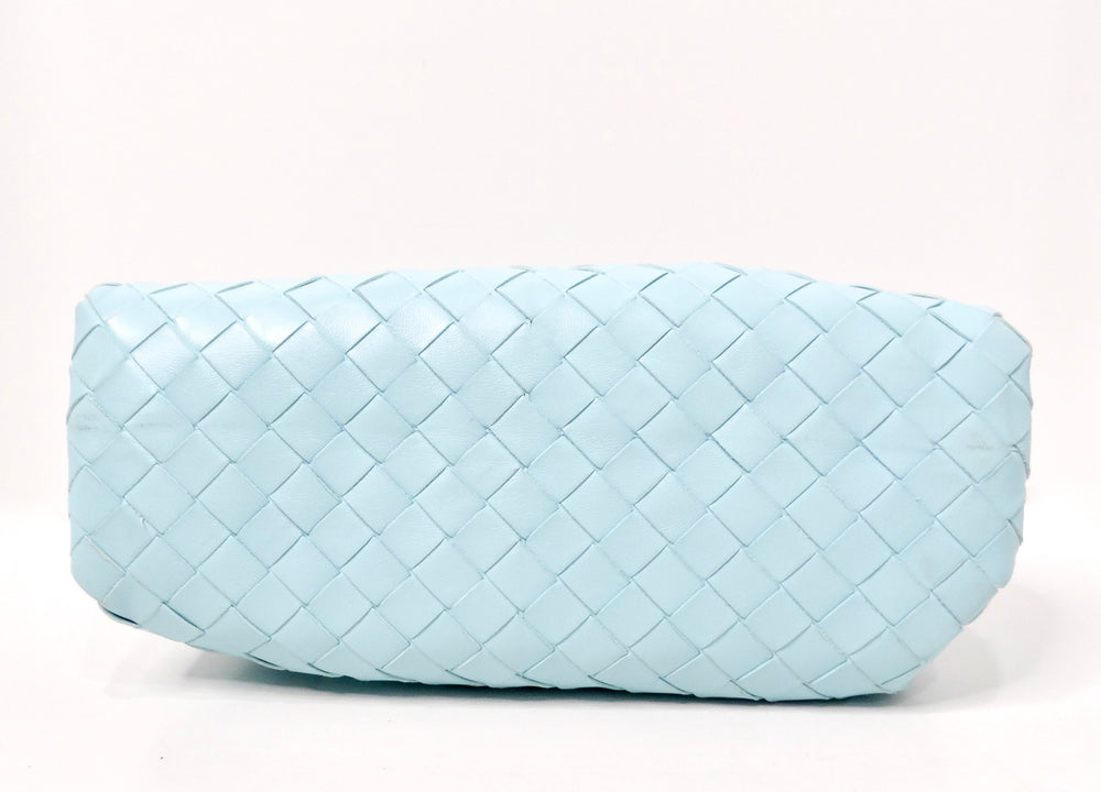 Bottega Veneta Pale Blue Leather Intrecciato Teen Pouch Clutch