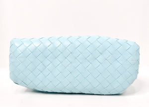 Bottega Veneta Pale Blue Leather Intrecciato Teen Pouch Clutch
