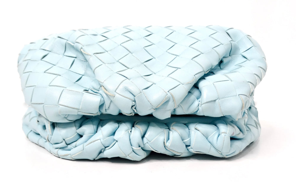 Bottega Veneta Pale Blue Leather Intrecciato Teen Pouch Clutch