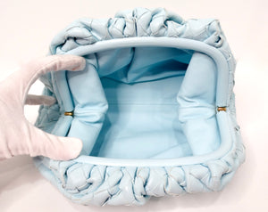 Bottega Veneta Pale Blue Leather Intrecciato Teen Pouch Clutch