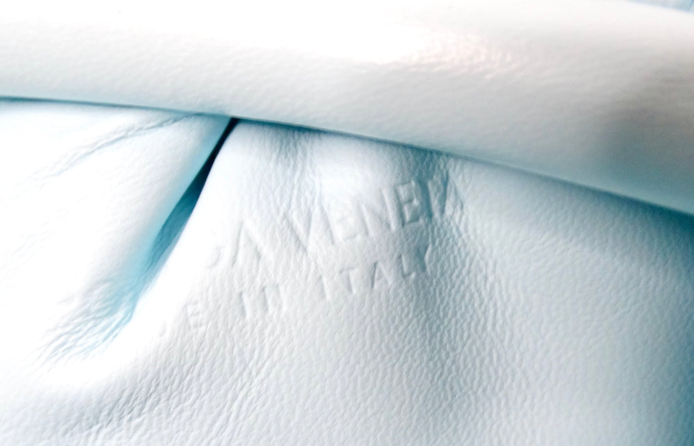 Bottega Veneta Pale Blue Leather Intrecciato Teen Pouch Clutch