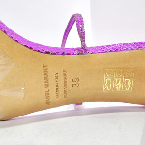 Isabel Marant Purple Leather Snakeskin Effect Heel Sandal