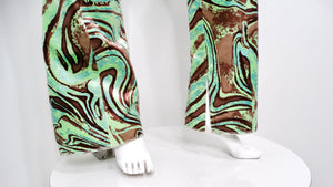 Emilio Pucci Green & Brown Abstract Print Velvet Pants