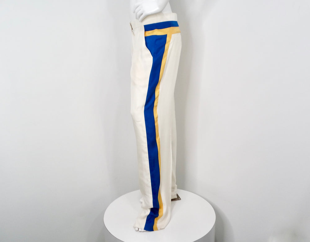 Phoebe Philo for Celine 2011 Runway Off White Silk Striped Dress Pants