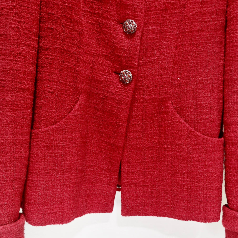 Chanel Métiers d'Art Red Tweed Jacket Blazer