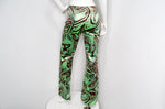 Emilio Pucci Green & Brown Abstract Print Velvet Pants