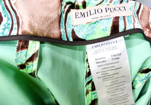 Emilio Pucci Green & Brown Abstract Print Velvet Pants