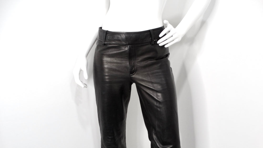 Tom Ford for Gucci 1990s Black Lambskin Leather Flare Pants