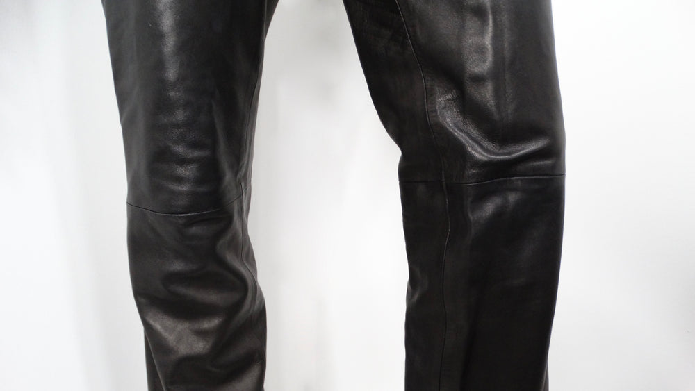 Tom Ford for Gucci 1990s Black Lambskin Leather Flare Pants