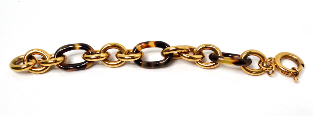 Fendi Inspired 18k Gold Plated & Tortoise Chain Link Bracelet