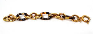 Fendi Inspired 18k Gold Plated & Tortoise Chain Link Bracelet