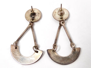Textured Sterling Silver Geometric Mod Dangle Earrings