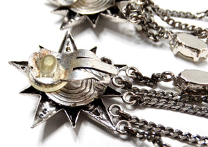 Celestial Starburst Sterling Silver Rhinestone Drop Dangle Earrings