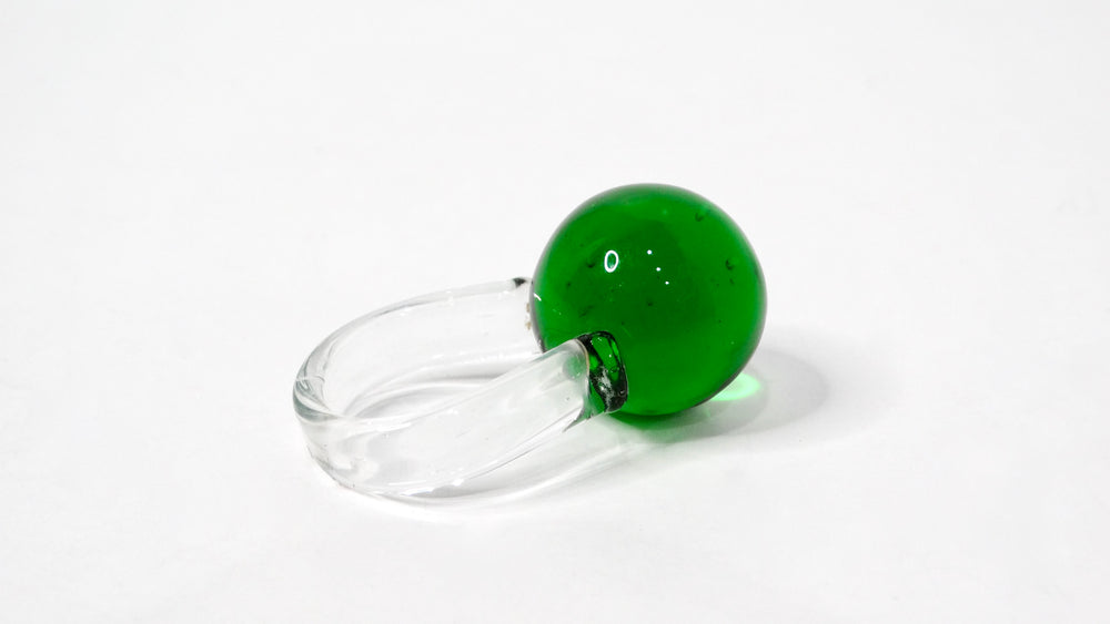 Handmade All Glass Green Ball Statement Fashion Ring