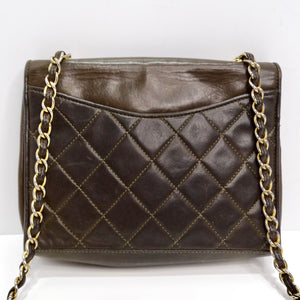 Chanel 1980s Brown Lambskin Crossbody Bag