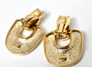 Paolo Gucci 1980s 18k Gold Plated Door Knocker Clip-On Earrings