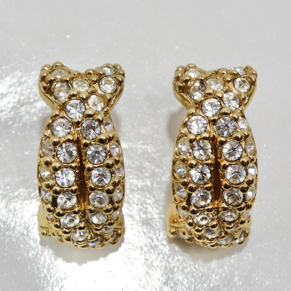 Swarovski 18K Gold Plated Rhinestone Huggie Earrings