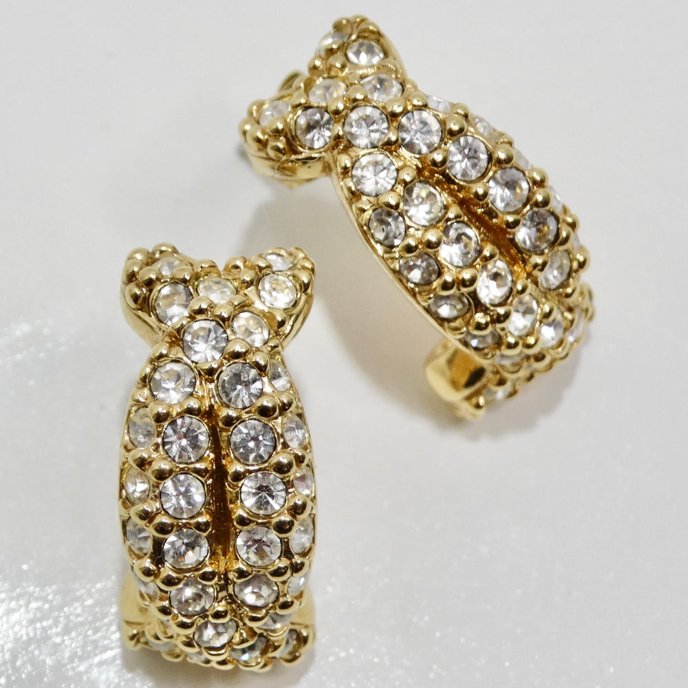 Swarovski 18K Gold Plated Rhinestone Huggie Earrings