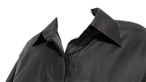 Valentino Black Silk Taffeta Button-Up Long-Sleeve Shirt Dress
