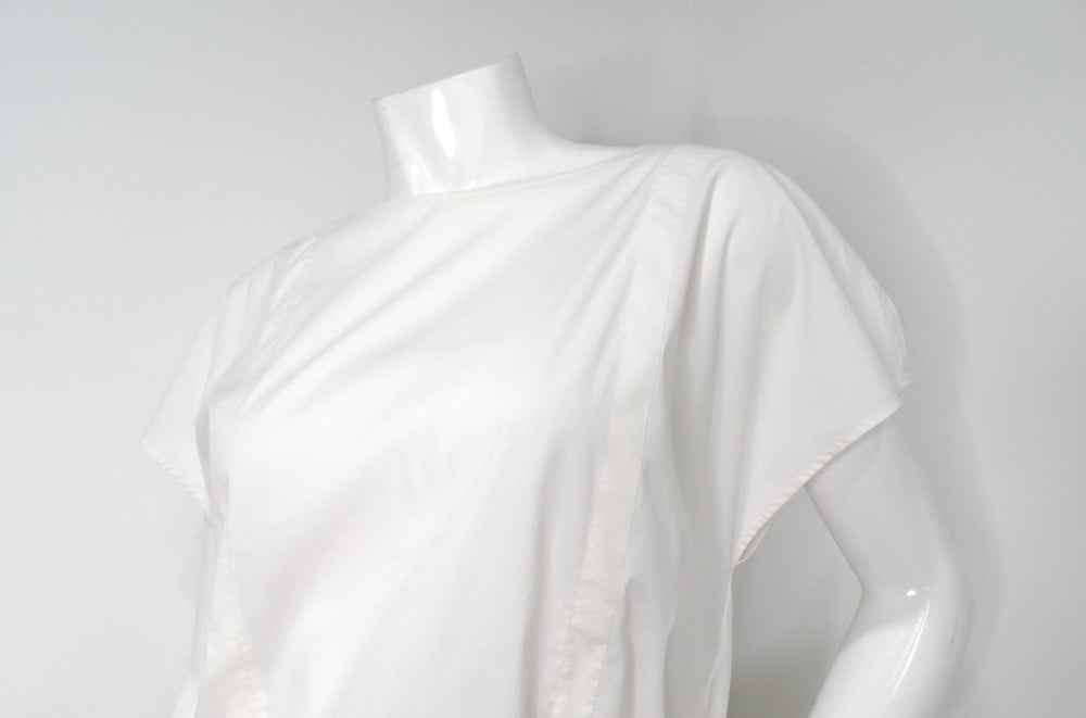 Prada White & Gold-Tone Eyelet Zip-Back Shift Dress