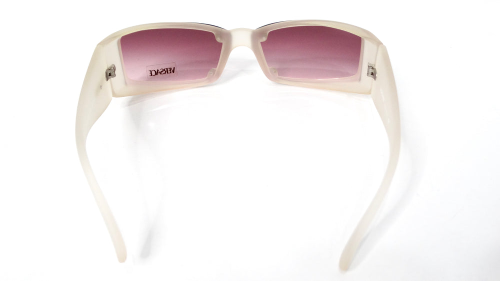 Versace 1990s Acrylic Pink Tinted Lens Shield Sunglasses