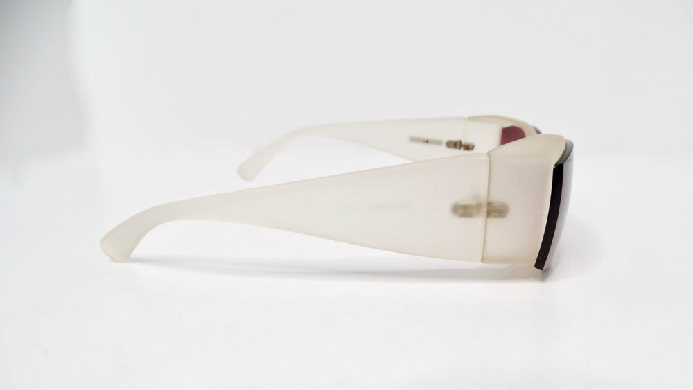 Versace 1990s Acrylic Pink Tinted Lens Shield Sunglasses