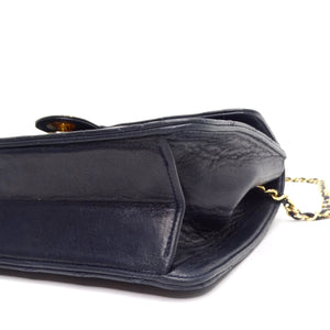Chanel 1980s Single Flap Navy Leather Handbag