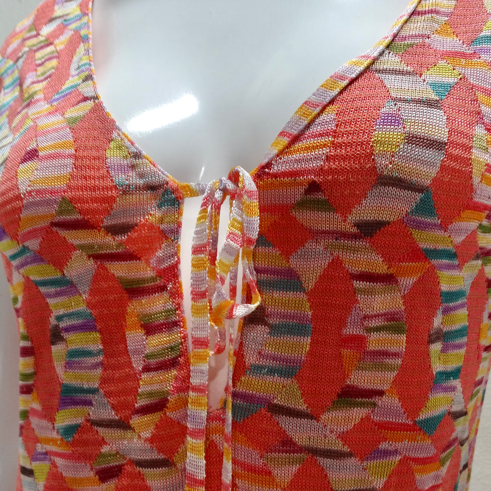 Missoni 1990s Multicolor Knit Keyhole Tie Dress