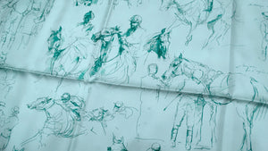 Hermes "Croquis Champs de Courses" 90 cm Mint Equestrian Print Silk Scarf