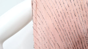 Pink Handmade Glass Beaded Embroidery Print Sleeveless Dress circa 1940s