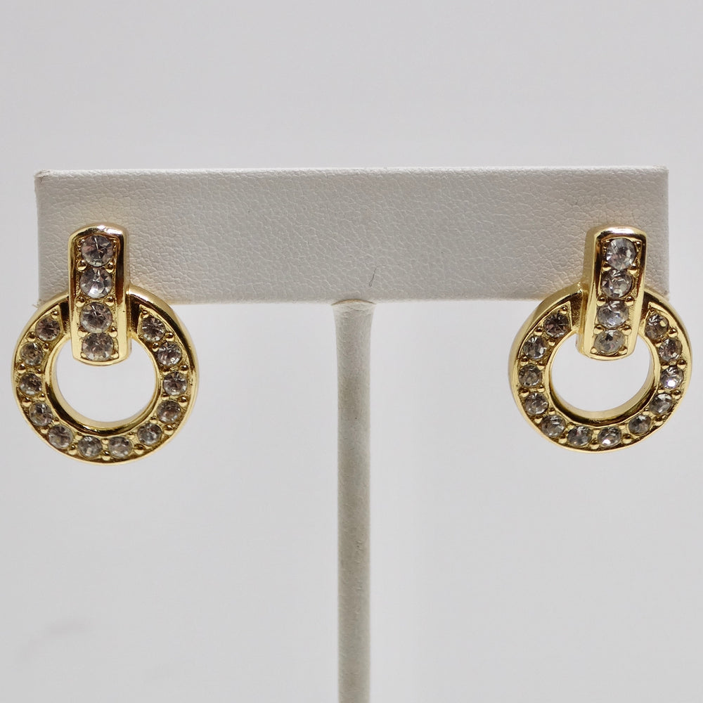 Christian Dior Vintage 18K Gold Plated Rhinestone Earrings