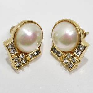 14K Gold Plated Vintage Pearl Earrings