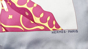 Hermes "Splendeur des Maharajas" 90 cm Grey Silk Printed Scarf