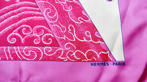 Hermes Vintage "Tibet II" 90 cm Fuchsia Printed Silk Scarf