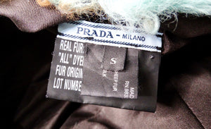 Prada Teal & Brown Dyed Sheep Fur Baseball Cap