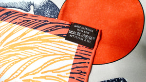 Hermes "Cavalier en Formes" 90 cm Orange Silk Horse Print Scarf