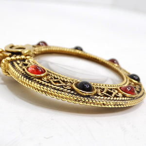 Chanel Gold & Red Gripoix Magnifying Glass Necklace