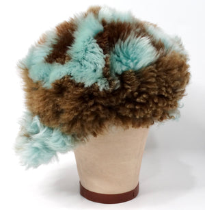 Prada Teal & Brown Dyed Sheep Fur Baseball Cap
