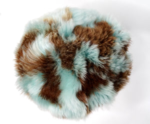 Prada Teal & Brown Dyed Sheep Fur Baseball Cap
